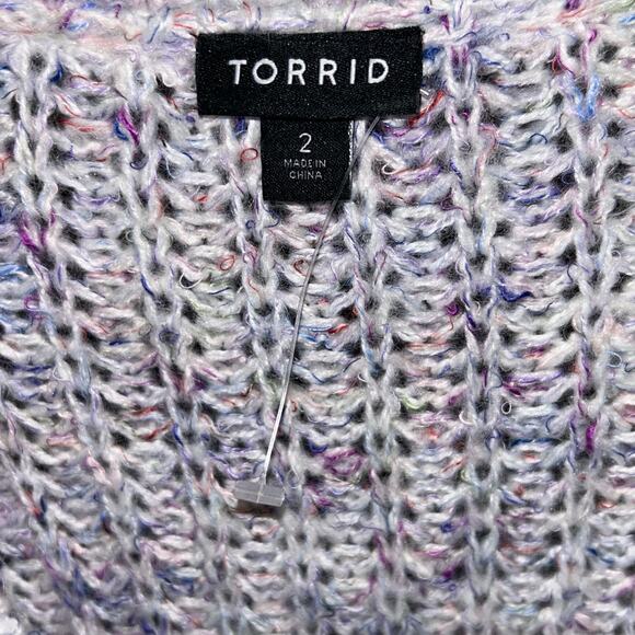 New Torrid Pullover Sweater - Multi color knit v-neck size 2 2X - Picture 4 of 10